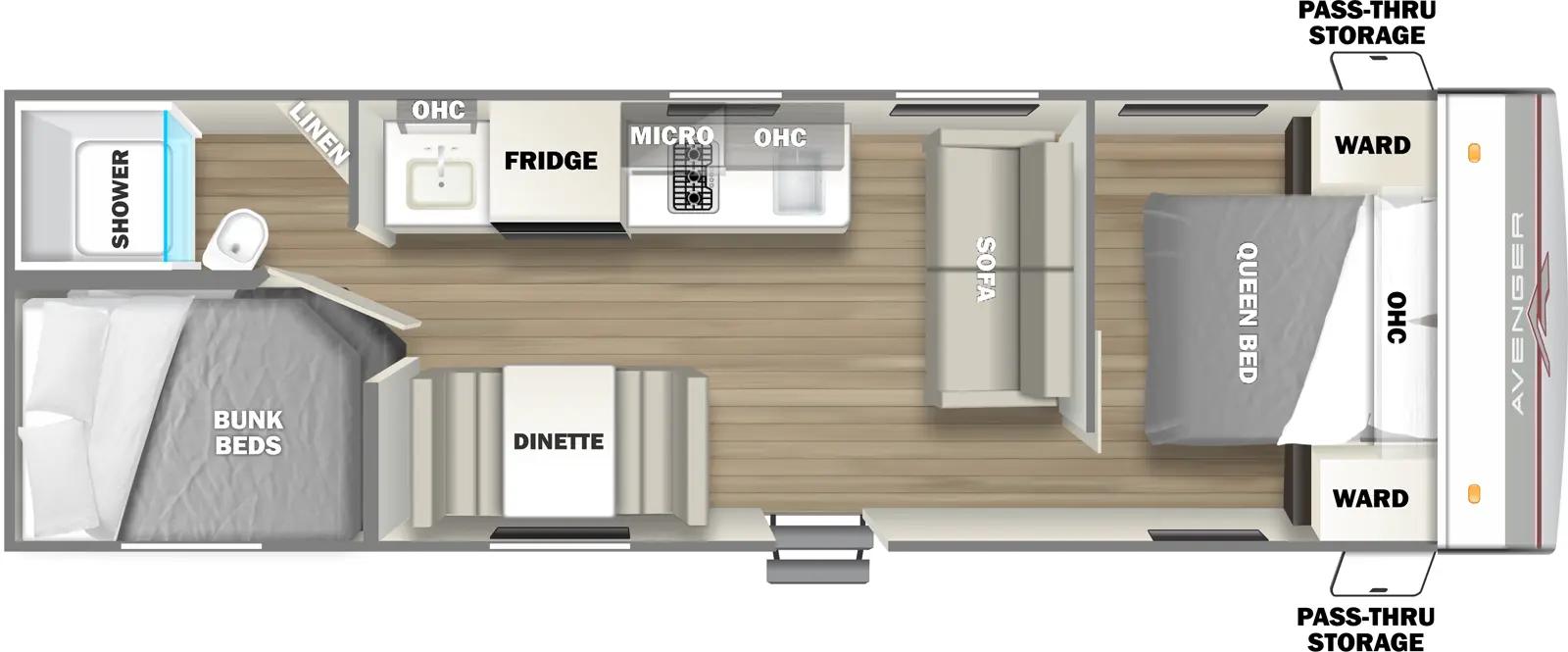 2025 Avenger 25BH Floorplan - Prime Time RV